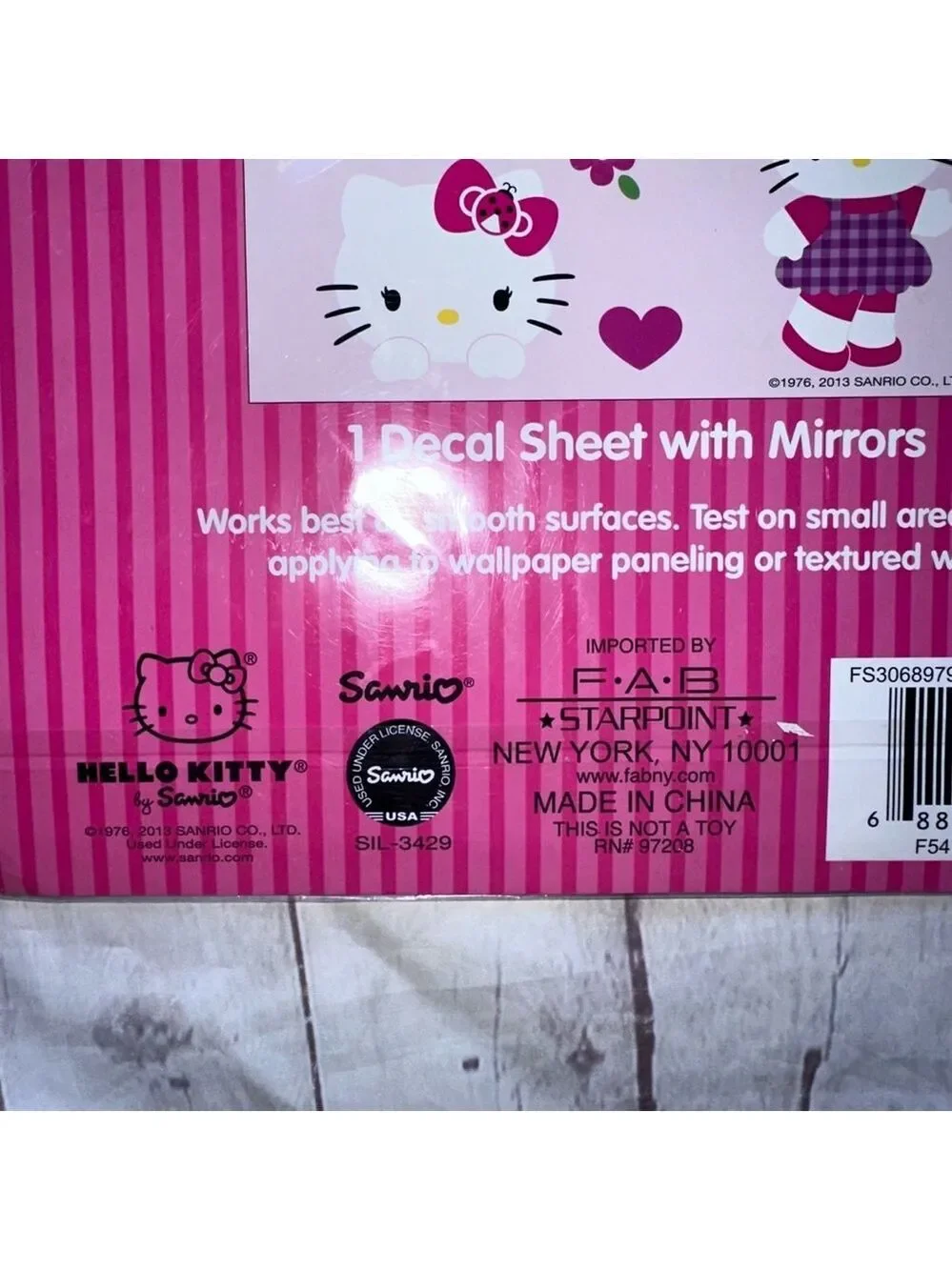 NOS 2013 Sealed Unopened Sanrio Hello Kitty Wall Decals With Mirrors
